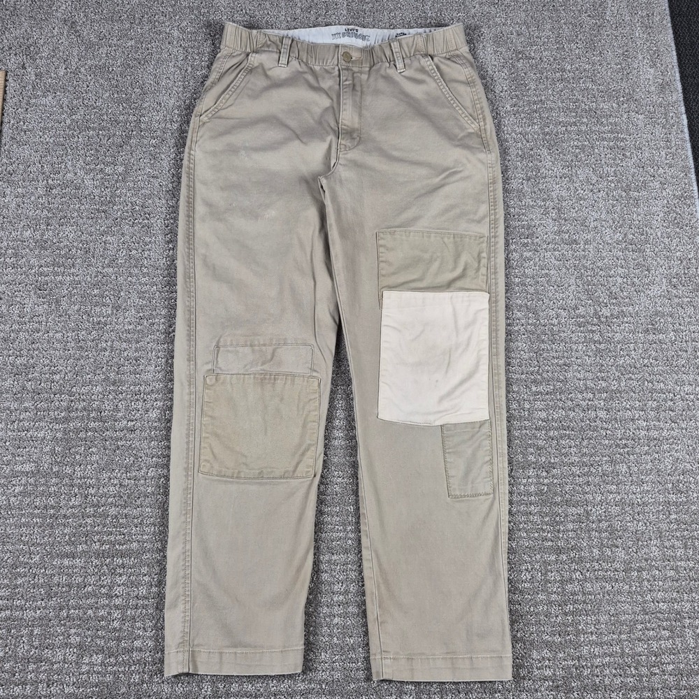 Levis Pants Mens M Tan Xx Chino Ez Waist Taper Fit Destructed Patchwork